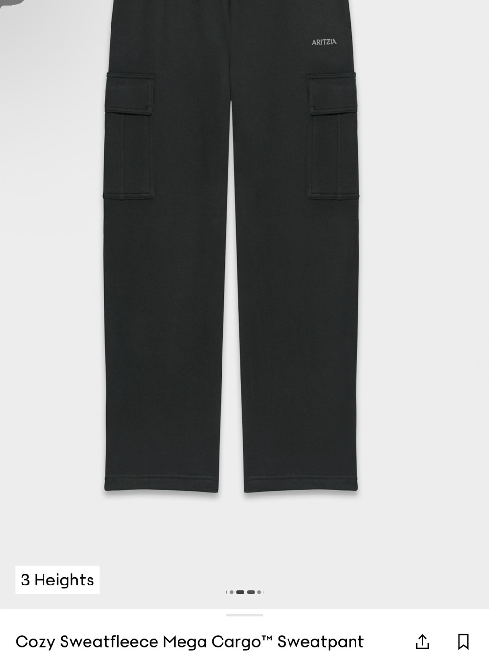 Aritzia Black Cargo Sweatpants with Logo